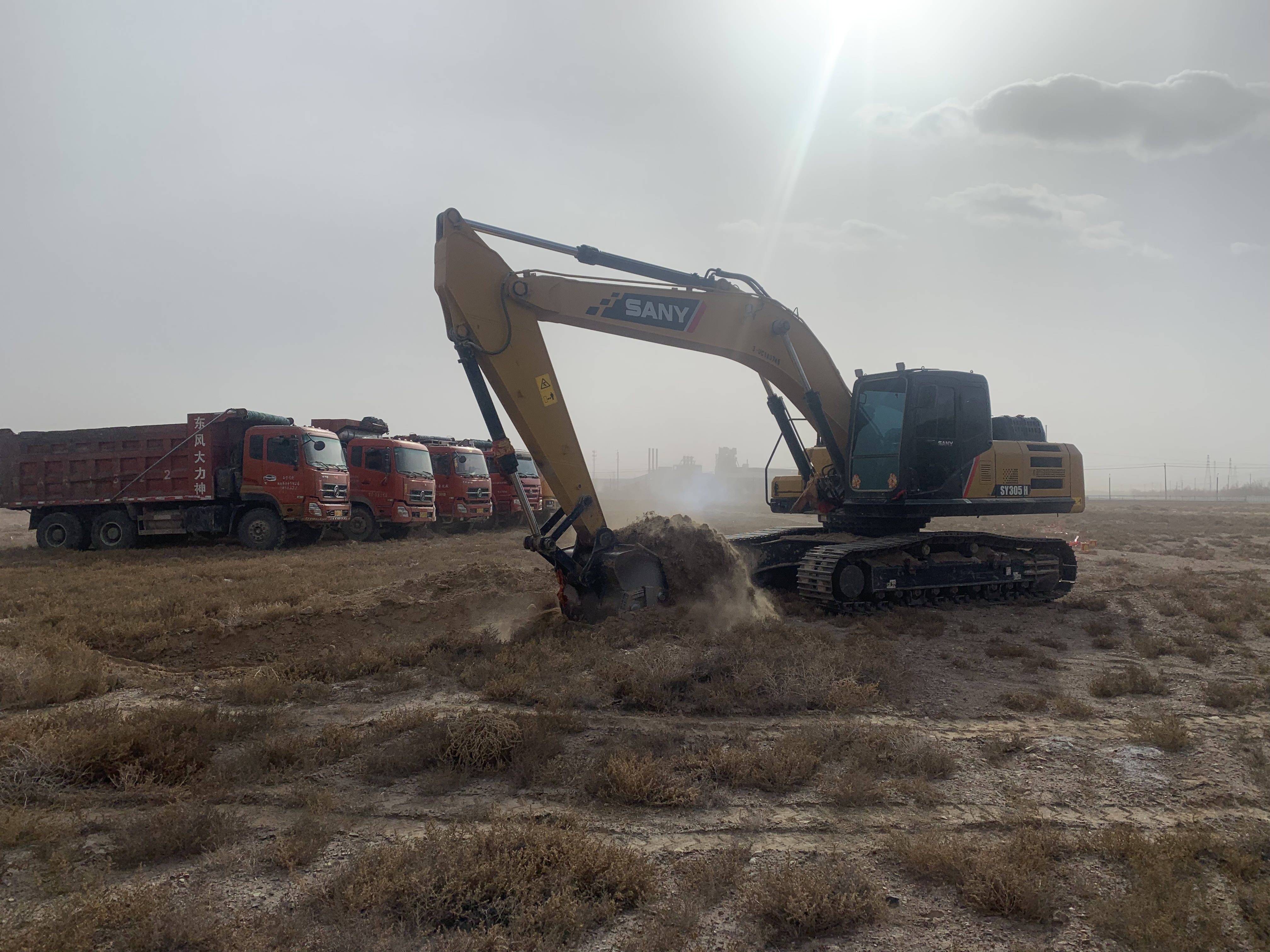三月暖阳下，挖掘机开始施工.jpg
