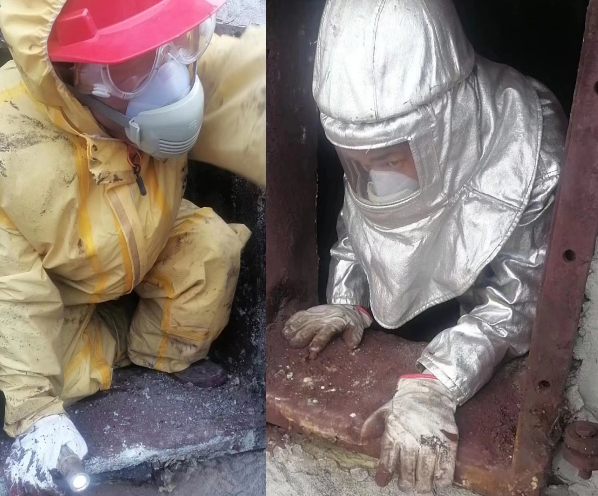 彭和平(左)和孙伟(右)正在检修电除尘.jpg 彭和平(左)和孙伟(右)正在检修电除尘.jpg